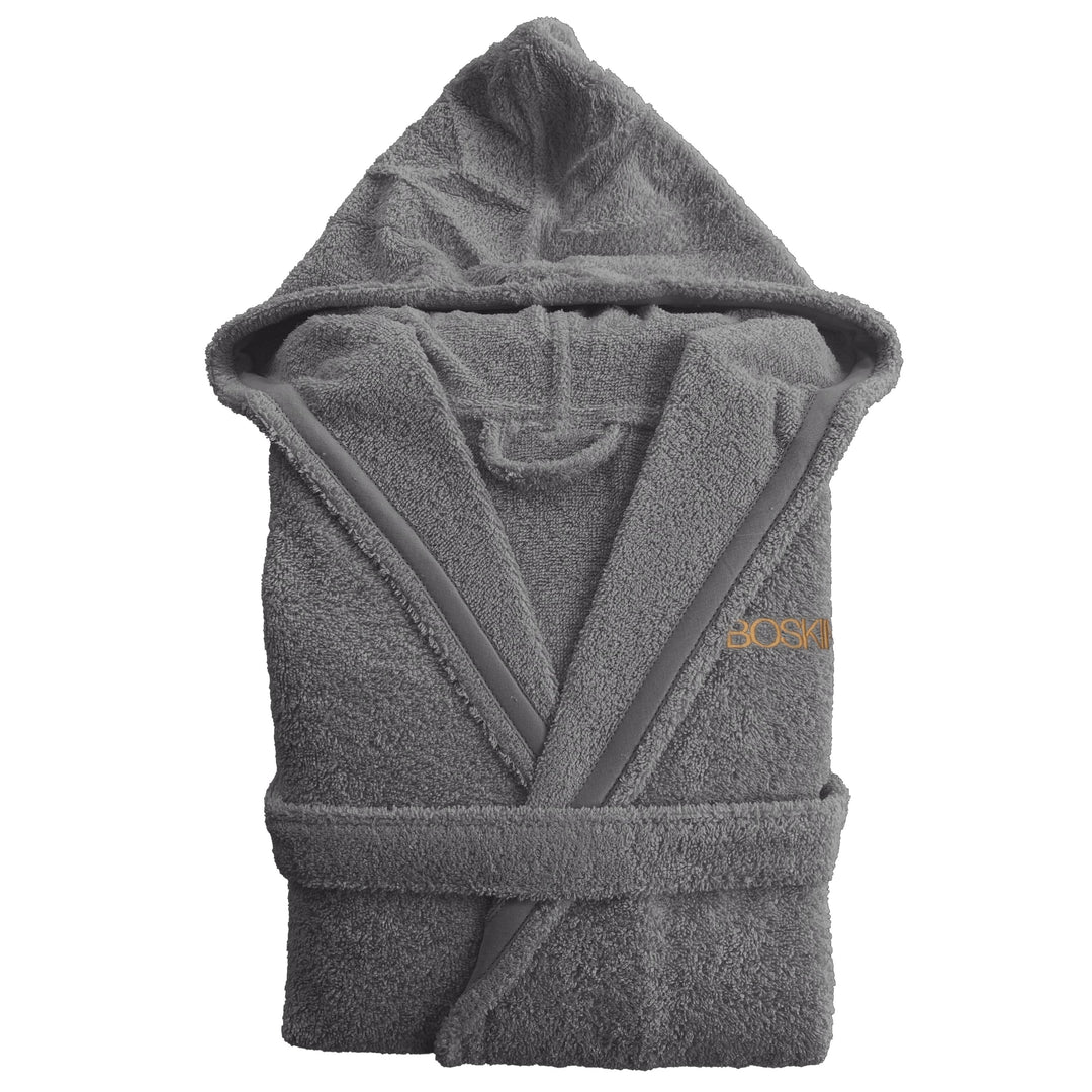 Albornoz Unisex - Albornoz de Ducha para Hombre o Mujer - 100% Algodón, Capucha, Gris Oscuro