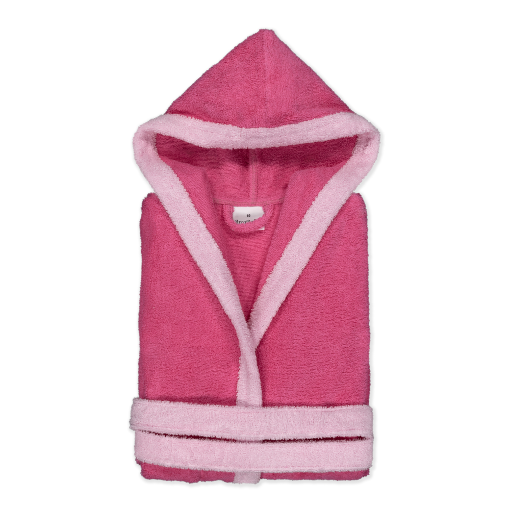KIDS BASS FUSCSIA - Albornoz Niños adolescentes Algodón: Niño, Infantil - 100% Algodón OEKO-TEX - 2 Bolsillos, Cinturón, Capucha, Albornoces Felpa muy suave con bordados para niños