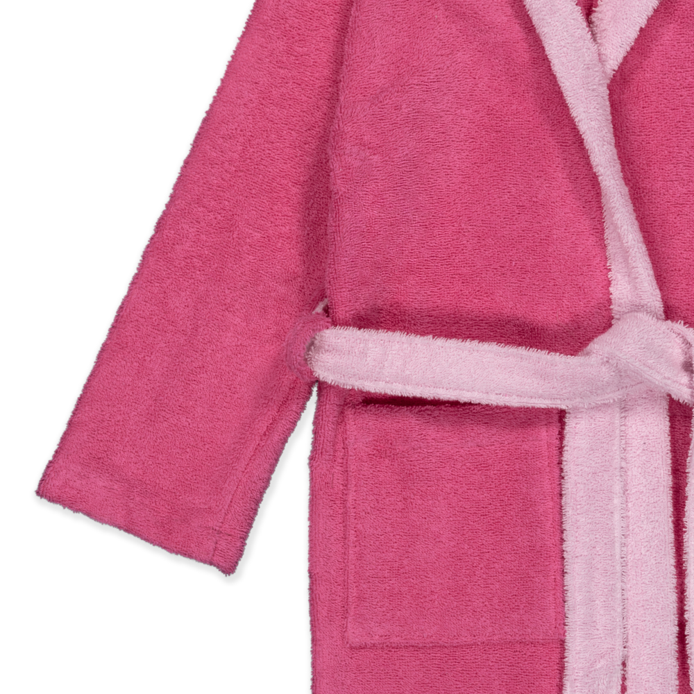 KIDS BASS FUSCSIA - Albornoz Niños adolescentes Algodón: Niño, Infantil - 100% Algodón OEKO-TEX - 2 Bolsillos, Cinturón, Capucha, Albornoces Felpa muy suave con bordados para niños