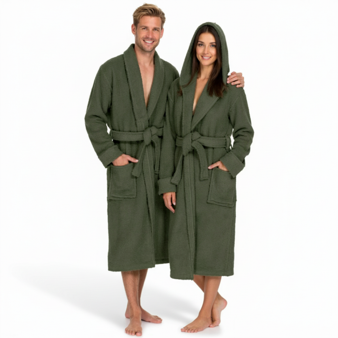 BOSKIMO Albornoz de Baño Unisex con Capucha 100% Algodón OEKO-TEX – Bata para Hombre y Mujer – Rizo Americano 420 gsm – Suave y muy Absorbente