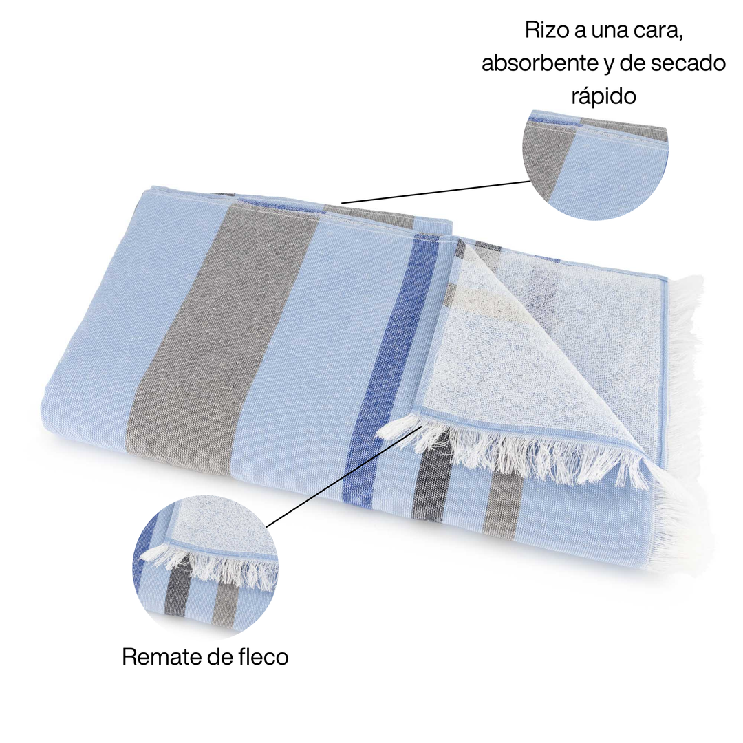 BOSKIMO Pareo Sada Marino – Pareo de Playa Ligero 90x170 cm – Suave, Compacto y de Secado Rápido – Ideal para Viajes, Piscina o Verano – Estilo Veraniego Hecho en Portugal