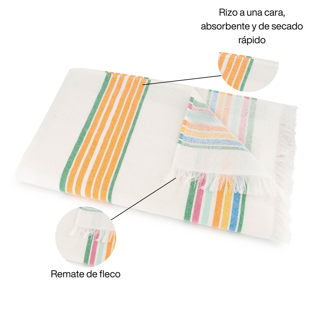 BOSKIMO Pareo Ares 1 – Pareo de Playa Ligero 90x170 cm – Suave, Compacto y de Secado Rápido – Ideal para Viajes, Piscina o Verano – Estilo Veraniego Hecho en Portugal