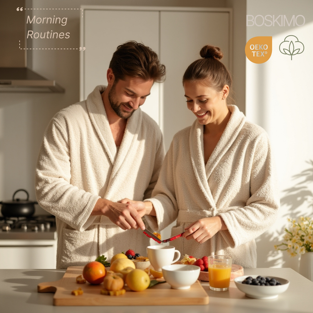 BOSKIMO Albornoz de Baño Unisex 100% Algodón OEKO-TEX – Bata para Hombre y Mujer – Rizo Americano 420 gsm – Suave y muy Absorbente