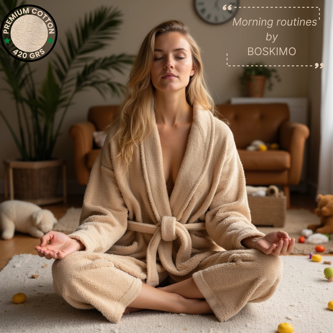 BOSKIMO Albornoz de Baño Unisex 100% Algodón OEKO-TEX – Bata para Hombre y Mujer – Rizo Americano 420 gsm – Suave y muy Absorbente