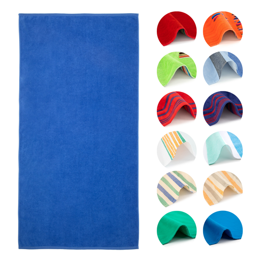 BOSKIMO Toalla de Playa Popa Azulón Grande 90x170 cm – 100 % Algodón Rizo de Alta Calidad – Suave, Absorbente y de Secado Rápido – Fabricada en Portugal – Estilo Premium en Colores Vivos – Ideal para Playa y Piscina