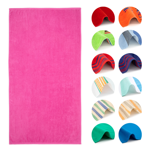 BOSKIMO Toalla de Playa Popa Fucsia Grande 90x170 cm – 100 % Algodón Rizo de Alta Calidad – Suave, Absorbente y de Secado Rápido – Fabricada en Portugal – Estilo Premium en Colores Vivos – Ideal para Playa y Piscina