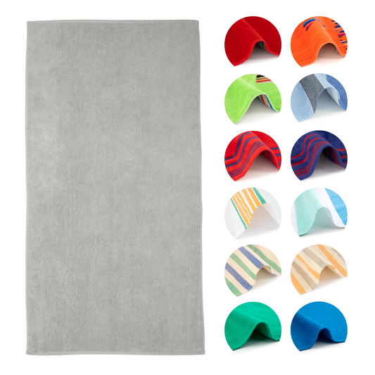 BOSKIMO Toalla de Playa Popa Gris Grande 90x170 cm – 100 % Algodón Rizo de Alta Calidad – Suave, Absorbente y de Secado Rápido – Fabricada en Portugal – Estilo Premium en Colores Vivos – Ideal para Playa y Piscina