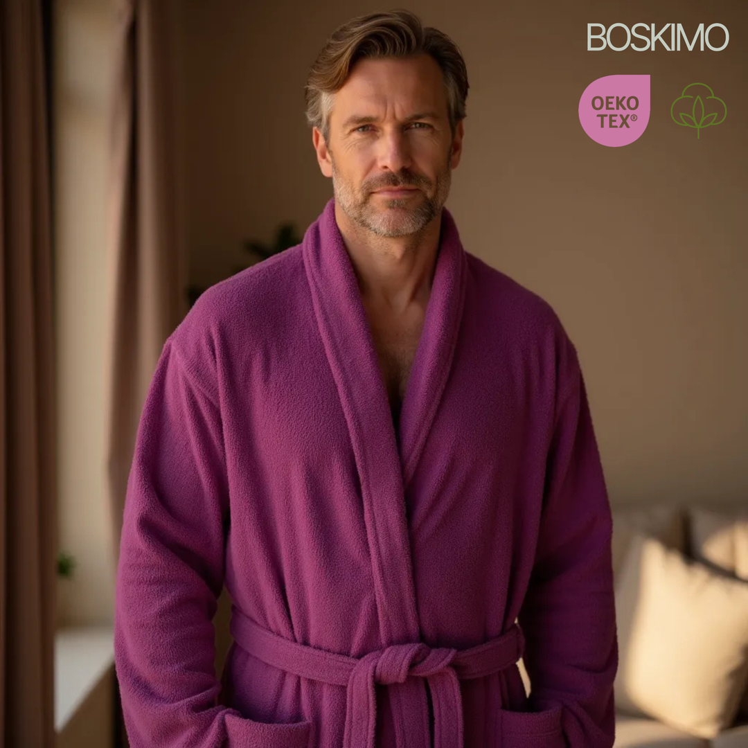 BOSKIMO Albornoz de Baño Unisex 100% Algodón OEKO-TEX – Bata para Hombre y Mujer – Rizo Americano 420 gsm – Suave y muy Absorbente