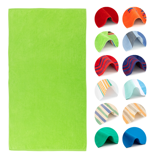 BOSKIMO Toalla de Playa Popa Pistacho Grande 90x170 cm – 100 % Algodón Rizo de Alta Calidad – Suave, Absorbente y de Secado Rápido – Fabricada en Portugal – Estilo Premium en Colores Vivos – Ideal para Playa y Piscina