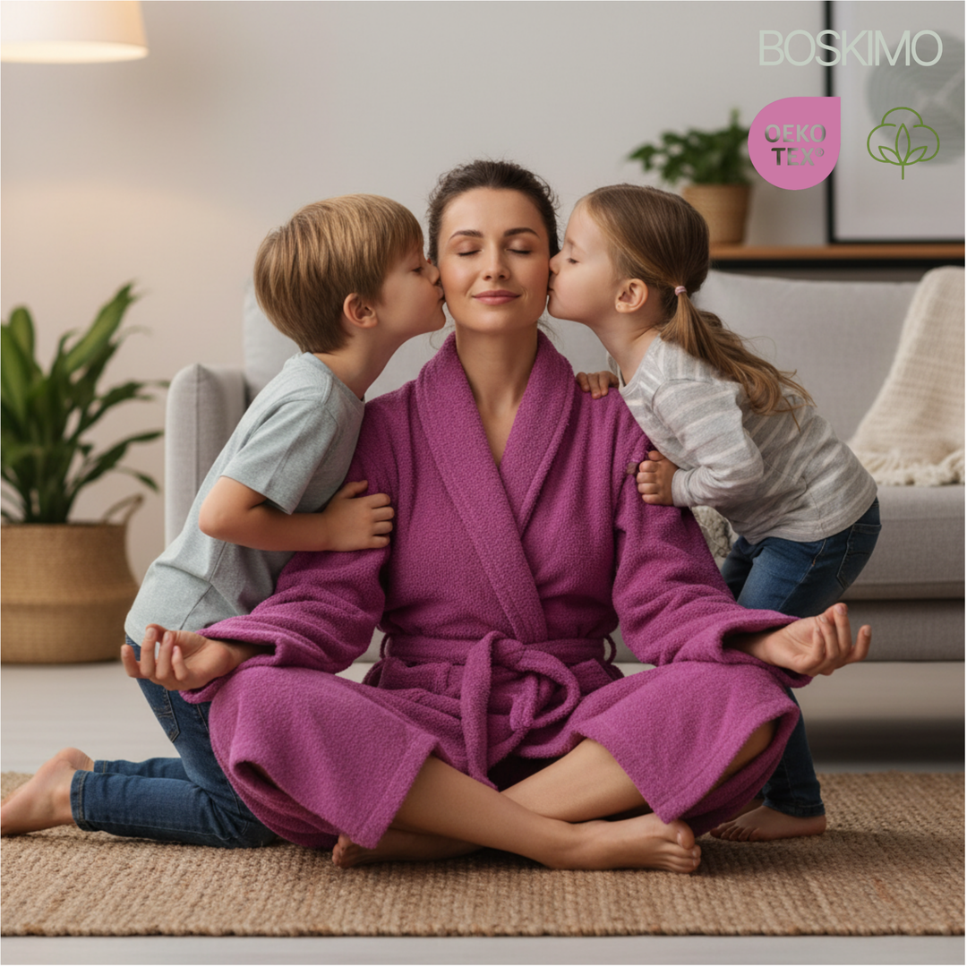 BOSKIMO Albornoz de Baño Unisex 100% Algodón OEKO-TEX – Bata para Hombre y Mujer – Rizo Americano 420 gsm – Suave y muy Absorbente