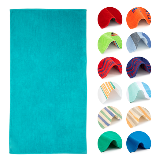 BOSKIMO Toalla de Playa Popa Turquesa Grande 90x170 cm – 100 % Algodón Rizo de Alta Calidad – Suave, Absorbente y de Secado Rápido – Fabricada en Portugal – Estilo Premium en Colores Vivos – Ideal para Playa y Piscina