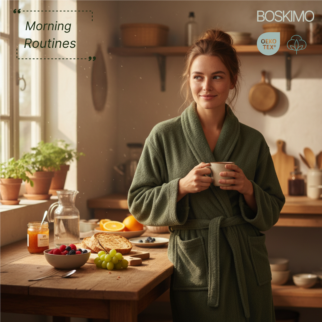 BOSKIMO Albornoz de Baño Unisex 100% Algodón OEKO-TEX – Bata para Hombre y Mujer – Rizo Americano 420 gsm – Suave y muy Absorbente