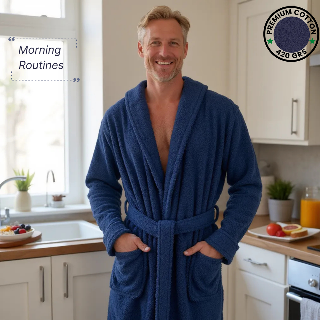 BOSKIMO Albornoz de Baño Unisex 100% Algodón OEKO-TEX – Bata para Hombre y Mujer – Rizo Americano 420 gsm – Suave y muy Absorbente