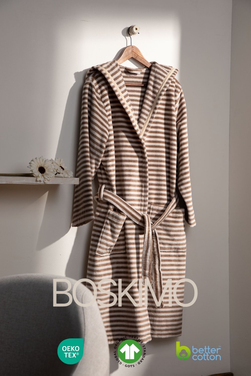 YORK - Albornoz Terciopelo 100% Algodón 420 gsm OEKO-TEX® - Doble uso: Bata de Casa y Baño. Diseño exclusivo y funcional: 2 Bolsillos, Cinturón y Capucha