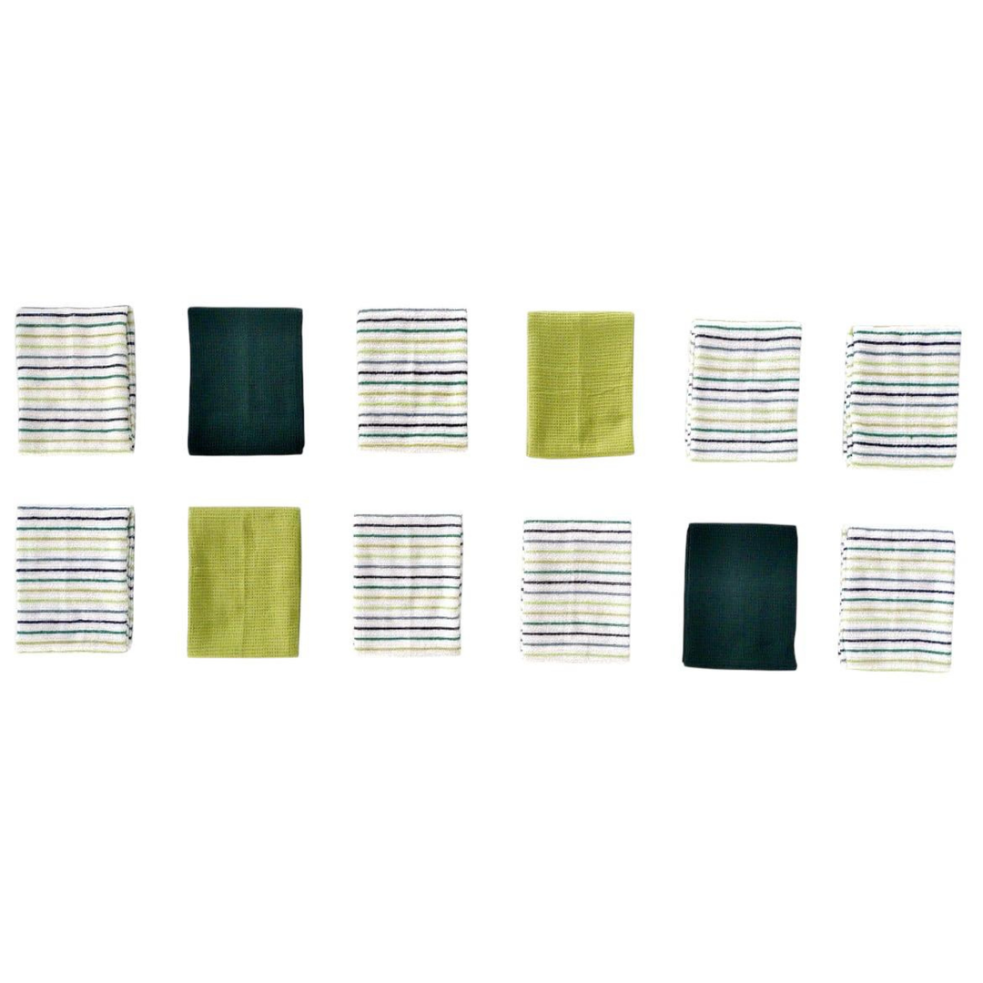 Paños de Cocina Algodón BOSKIMO Premium – Pack de 12 Trapos de Cocina Microfibra y Rizo, Trapos Cocina Algodón Absorbentes, Paños de Limpieza Aura Green