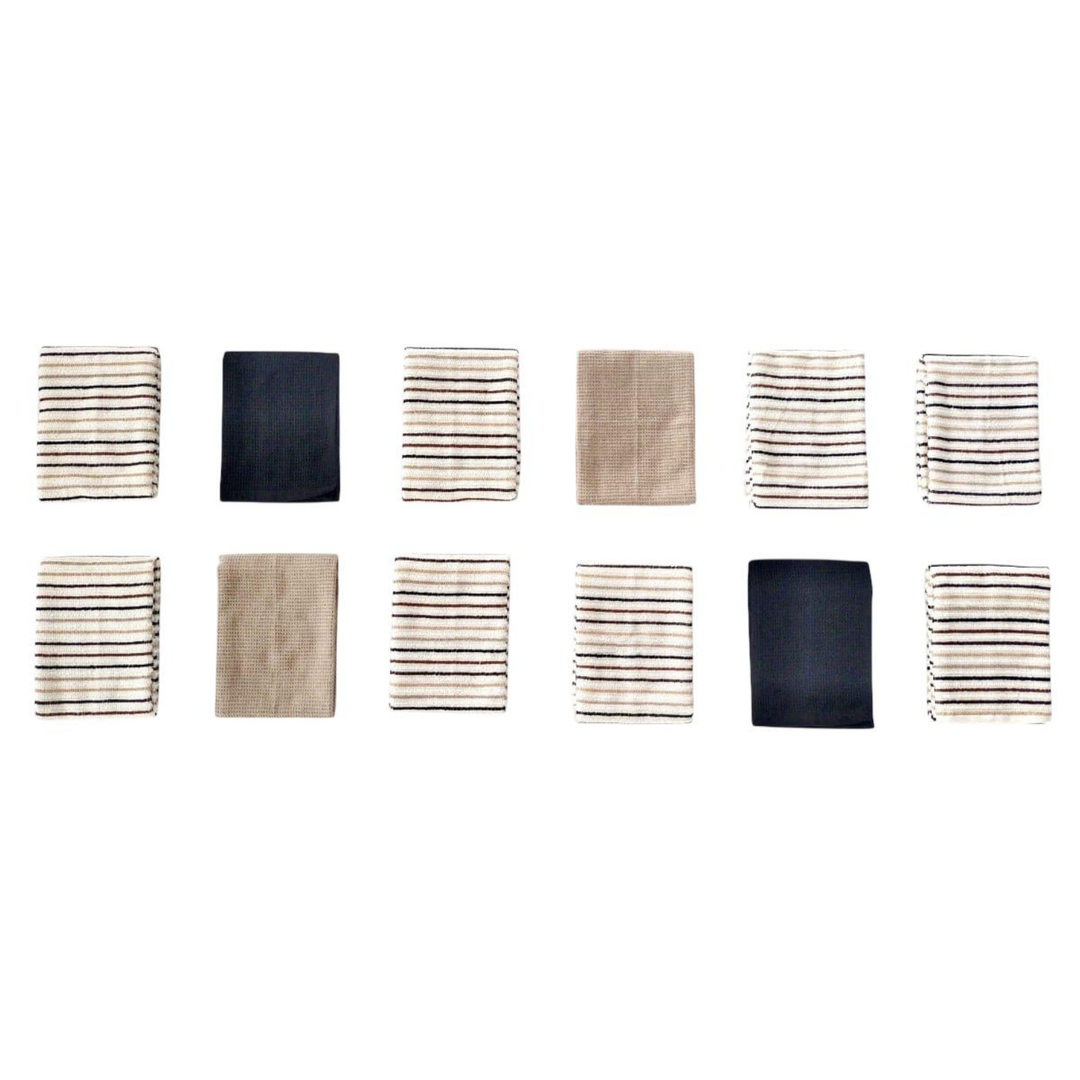 Paños de Cocina Algodón BOSKIMO Premium – Pack de 12 Trapos de Cocina Microfibra y Rizo, Trapos Cocina Algodón Absorbentes, Paños de Limpieza Aura Beige