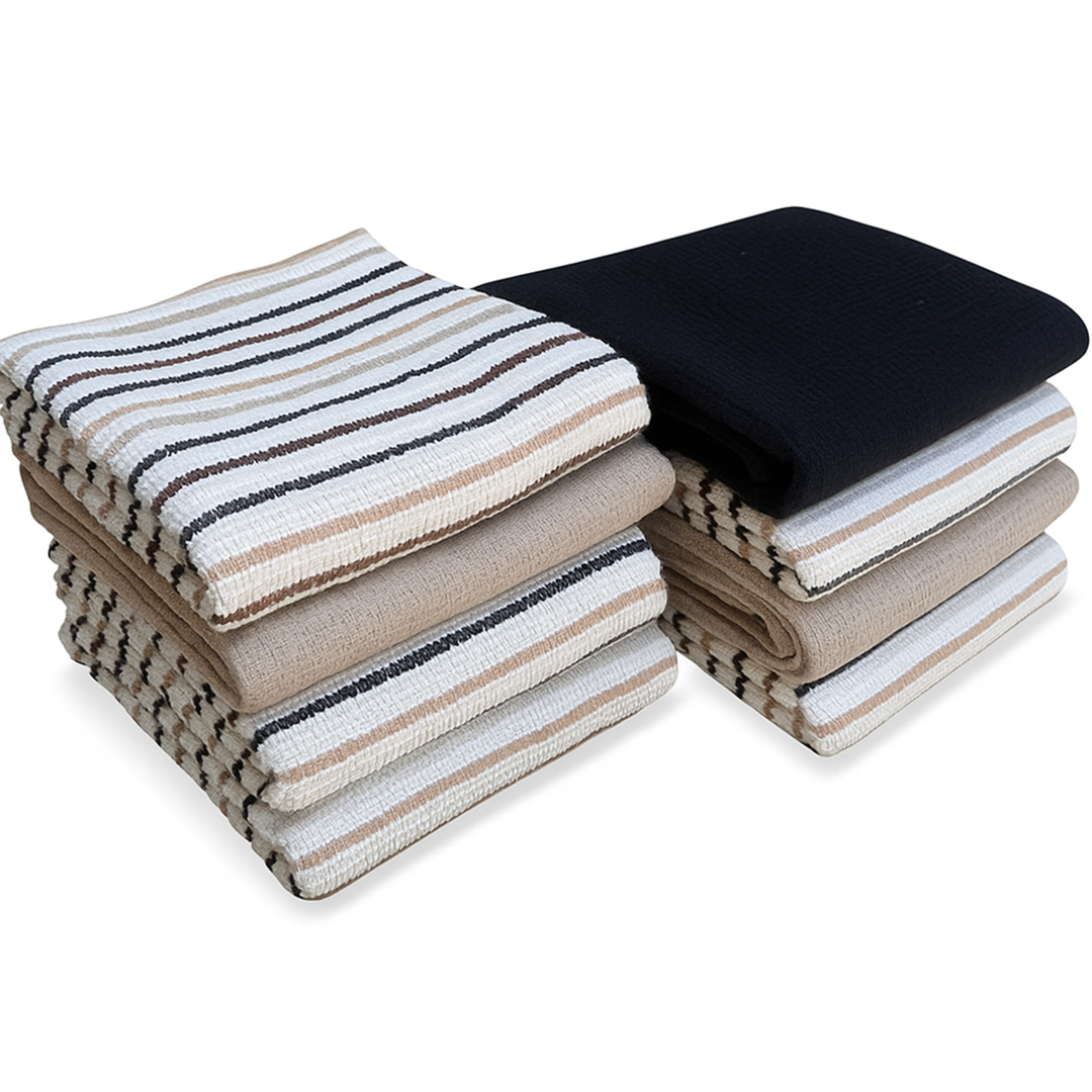 Paños de Cocina Algodón BOSKIMO Premium – Pack de 8 Trapos de Cocina Microfibra y Rizo, Trapos Cocina Algodón Absorbentes, Paños de Limpieza Aura Beige