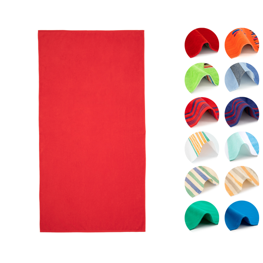 BOSKIMO Toalla de Playa Proa Rojo Grande 90x170 cm – 100 % Algodón Rizo de Alta Calidad – Suave, Absorbente y de Secado Rápido – Fabricada en Portugal – Estilo Premium en Colores Vivos – Ideal para Playa y Piscina