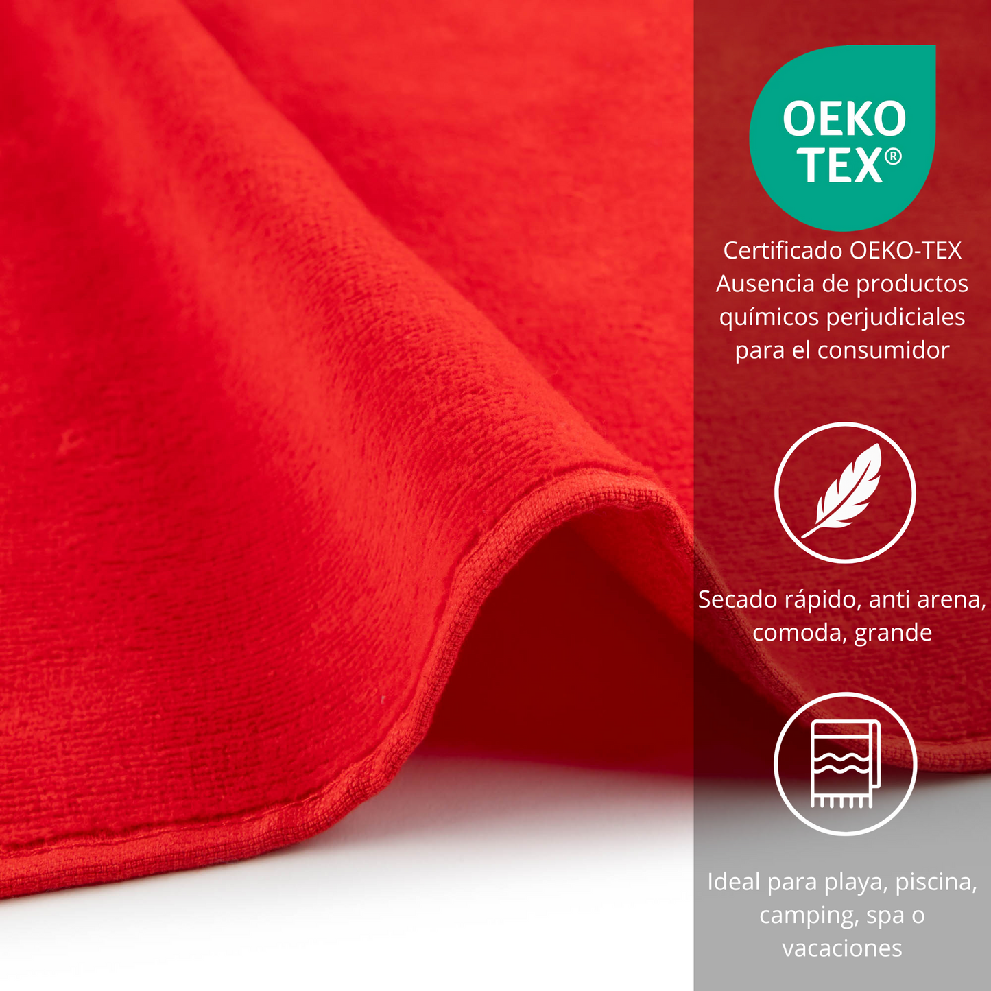 BOSKIMO Toalla de Playa Proa Rojo Grande 90x170 cm – 100 % Algodón Rizo de Alta Calidad – Suave, Absorbente y de Secado Rápido – Fabricada en Portugal – Estilo Premium en Colores Vivos – Ideal para Playa y Piscina