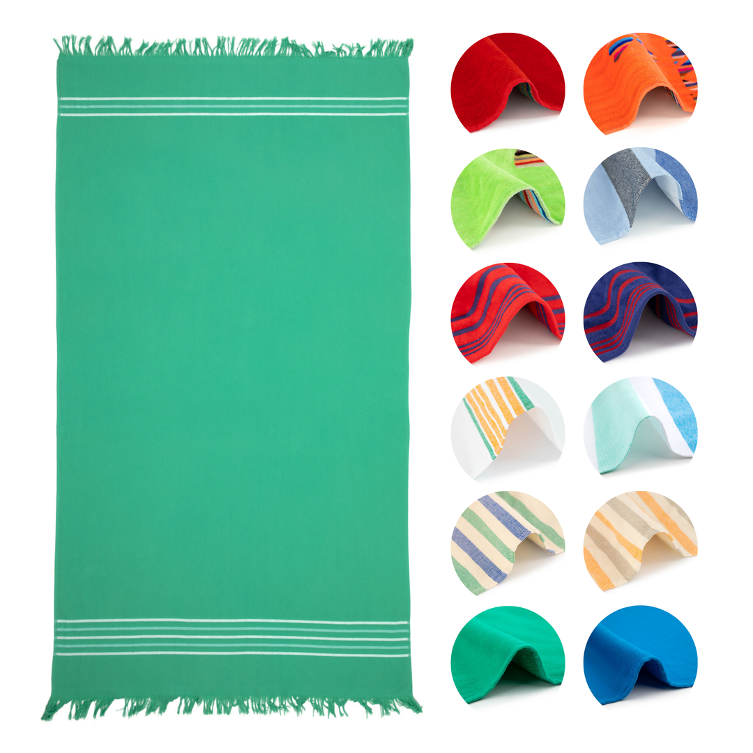 BOSKIMO Pareo Motril Verde – Pareo de Playa Ligero 90x170 cm – Suave, Compacto y de Secado Rápido – Ideal para Viajes, Piscina o Verano – Estilo Veraniego Hecho en Portugal