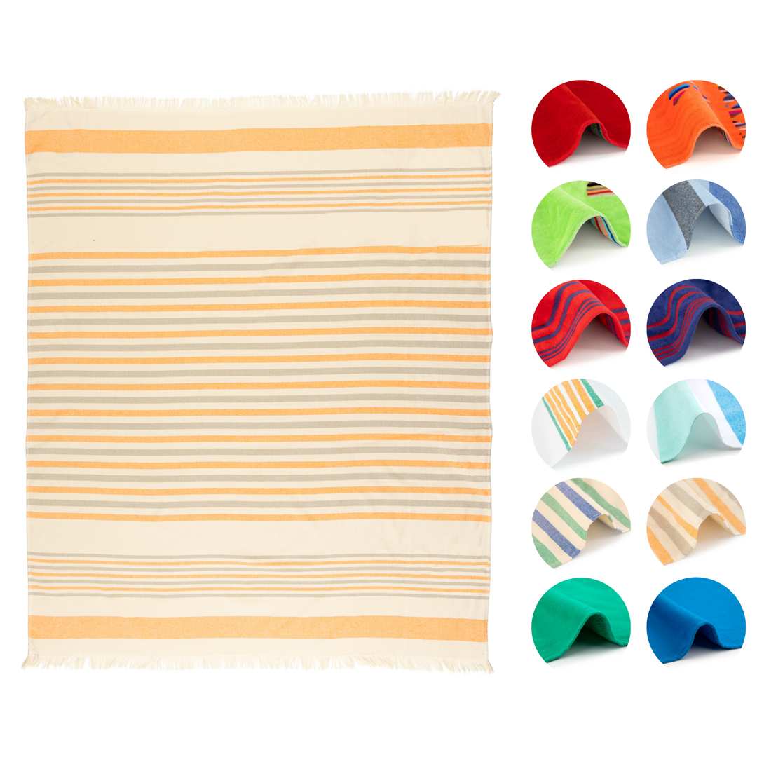 BOSKIMO Pareo Carnota Naranja – Pareo de Playa Ligero 145x170 cm – Suave, Compacto y de Secado Rápido – Ideal para Viajes, Piscina o Verano – Estilo Veraniego Hecho en Portugal