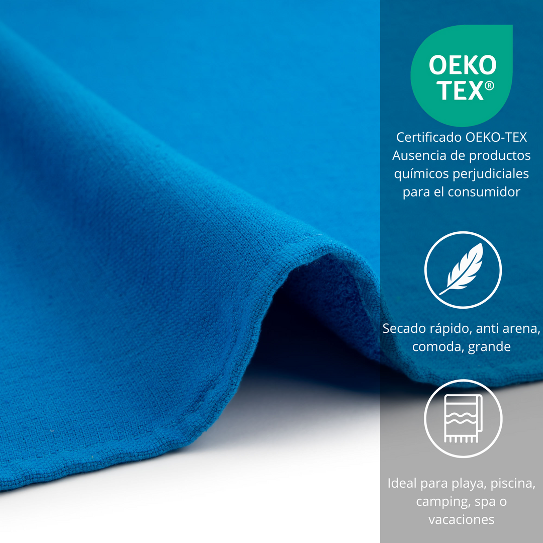 BOSKIMO Pareo Motril Azul – Pareo de Playa Ligero 90x170 cm – Suave, Compacto y de Secado Rápido – Ideal para Viajes, Piscina o Verano – Estilo Veraniego Hecho en Portugal