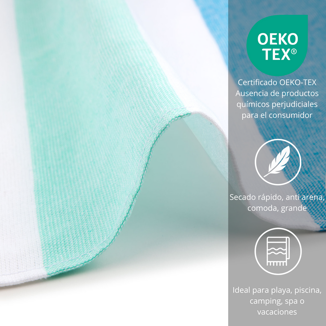 BOSKIMO Pareo Ares 2 – Pareo de Playa Ligero 90x170 cm – Suave, Compacto y de Secado Rápido – Ideal para Viajes, Piscina o Verano – Estilo Veraniego Hecho en Portugal