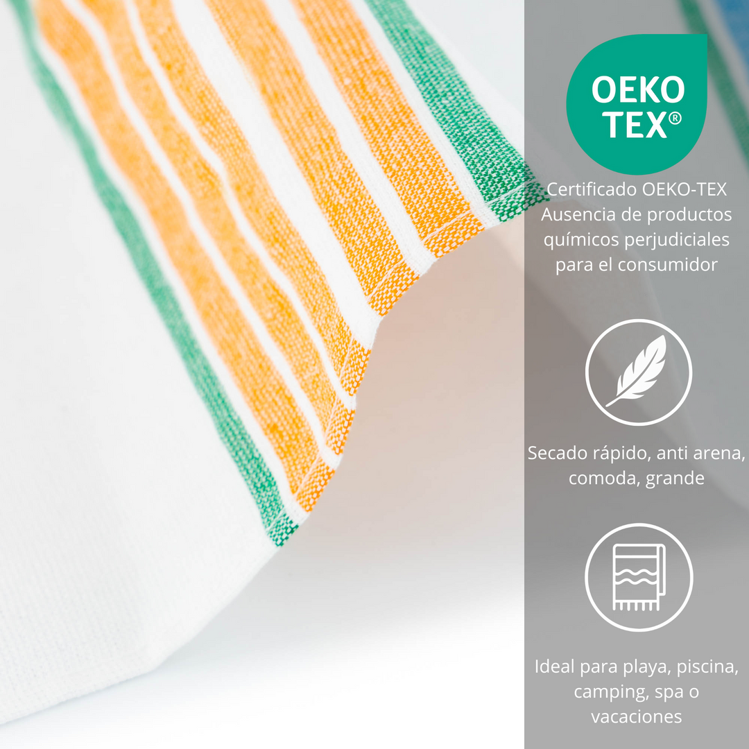 BOSKIMO Pareo Ares 1 – Pareo de Playa Ligero 90x170 cm – Suave, Compacto y de Secado Rápido – Ideal para Viajes, Piscina o Verano – Estilo Veraniego Hecho en Portugal