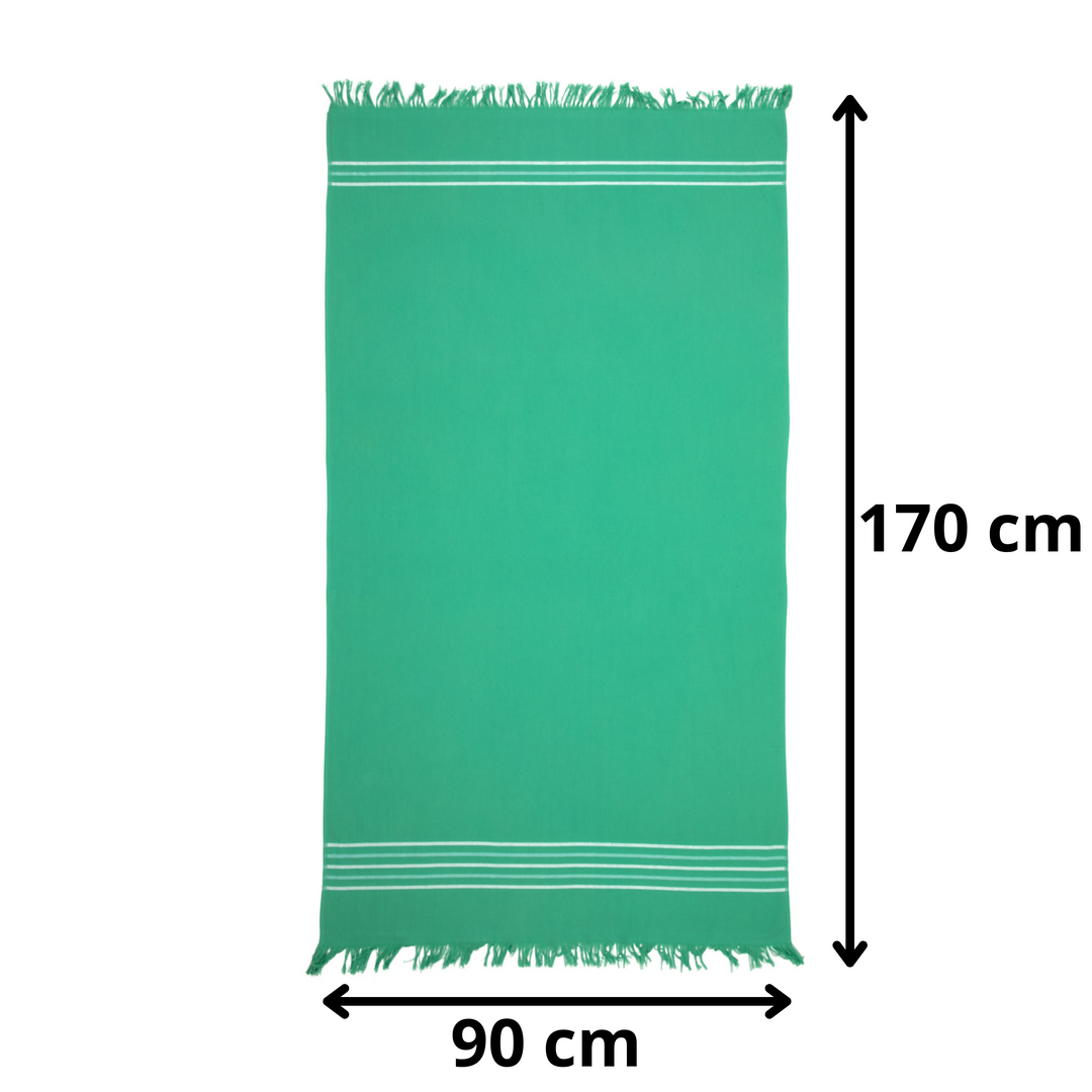 BOSKIMO Pareo Motril Verde – Pareo de Playa Ligero 90x170 cm – Suave, Compacto y de Secado Rápido – Ideal para Viajes, Piscina o Verano – Estilo Veraniego Hecho en Portugal