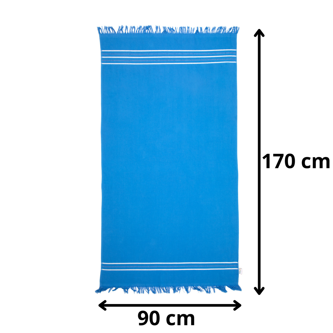 BOSKIMO Pareo Motril Azul – Pareo de Playa Ligero 90x170 cm – Suave, Compacto y de Secado Rápido – Ideal para Viajes, Piscina o Verano – Estilo Veraniego Hecho en Portugal