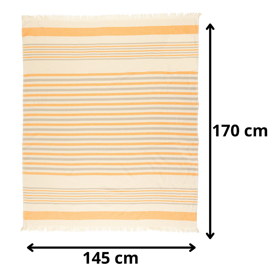 BOSKIMO Pareo Carnota Naranja – Pareo de Playa Ligero 145x170 cm – Suave, Compacto y de Secado Rápido – Ideal para Viajes, Piscina o Verano – Estilo Veraniego Hecho en Portugal