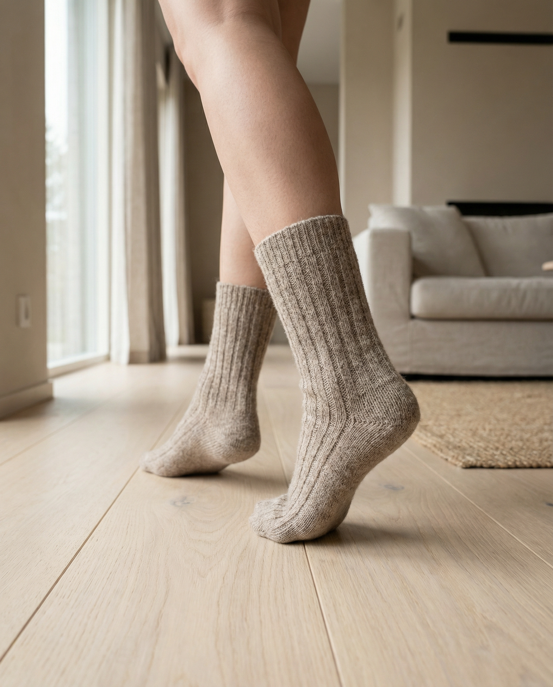 Calcetines BOSKIMO de Lana Merino y Cashmere – Marron | Calcetín Térmico Suave y Transpirable