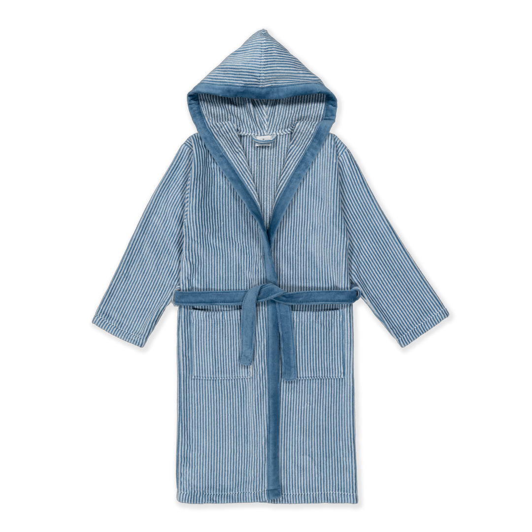 KIDS PARKER AZUL - Albornoz Niños adolescentes Algodón: Niño, Infantil - 100% Algodón OEKO-TEX - 2 Bolsillos, Cinturón, Capucha, Albornoces Felpa muy suave con bordados para niños