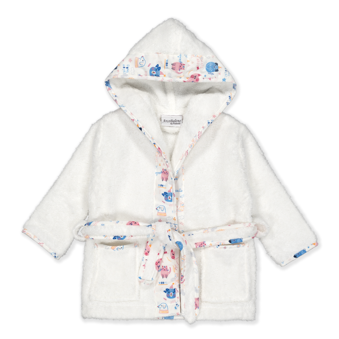 KIDS PETS - Albornoz Niños adolescentes Algodón: Niño, Infantil - 100% Algodón OEKO-TEX - 2 Bolsillos, Cinturón, Capucha, Albornoces Felpa muy suave con bordados para niños