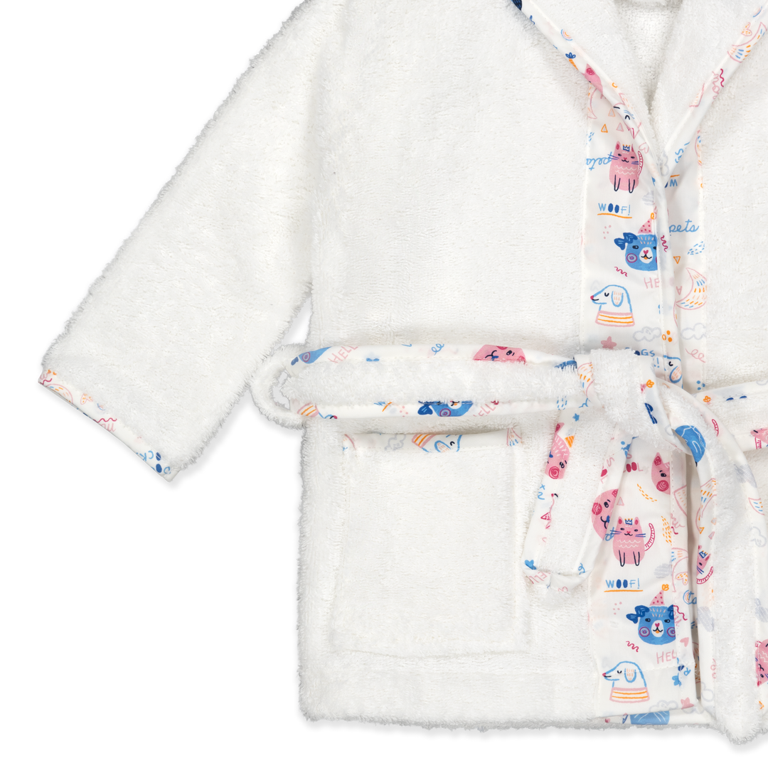 KIDS PETS - Albornoz Niños adolescentes Algodón: Niño, Infantil - 100% Algodón OEKO-TEX - 2 Bolsillos, Cinturón, Capucha, Albornoces Felpa muy suave con bordados para niños