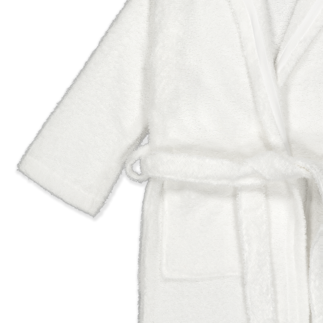 KIDS PREMIUM BLANCO - Albornoz Niños adolescentes Algodón: Niño, Infantil - 100% Algodón OEKO-TEX - 2 Bolsillos, Cinturón, Capucha, Albornoces Felpa muy suave con bordados para niños