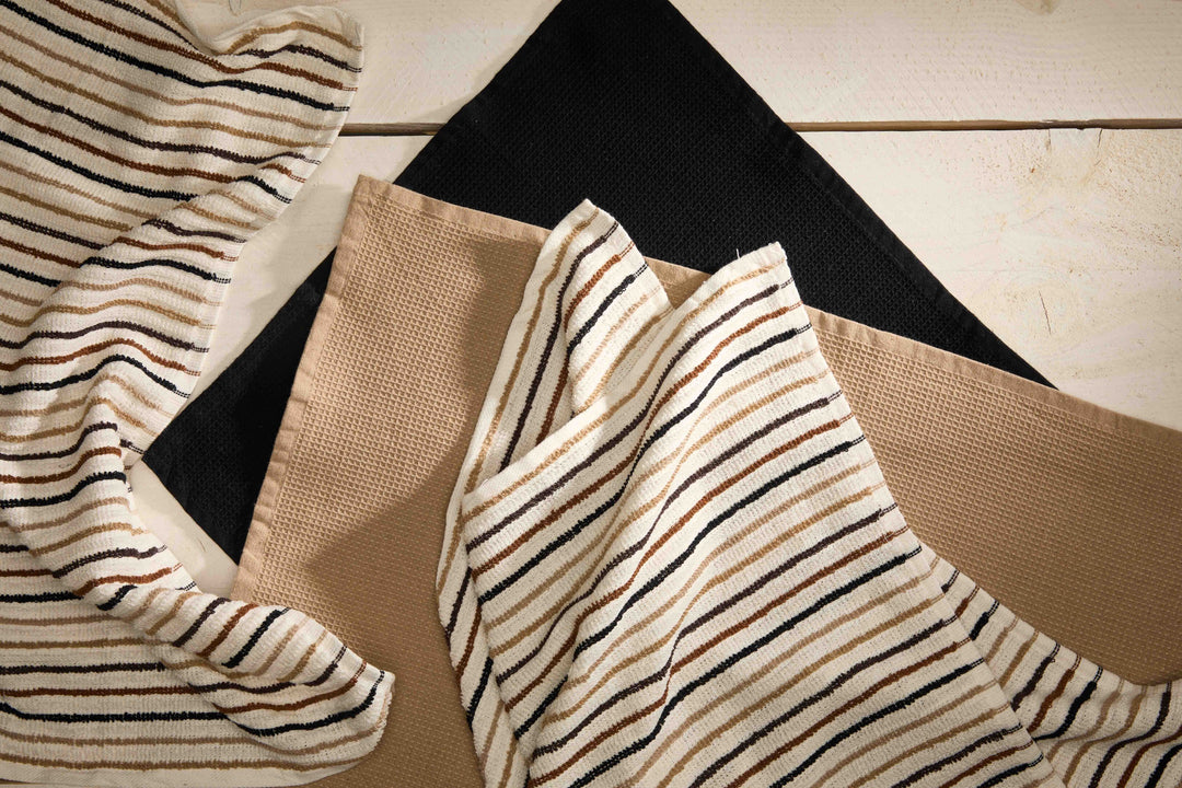 Paños de Cocina Algodón BOSKIMO Premium – Pack de 6 Trapos de Cocina Microfibra y Rizo, Trapos Cocina Algodón Absorbentes, Paños de Limpieza Beige y Chocolate