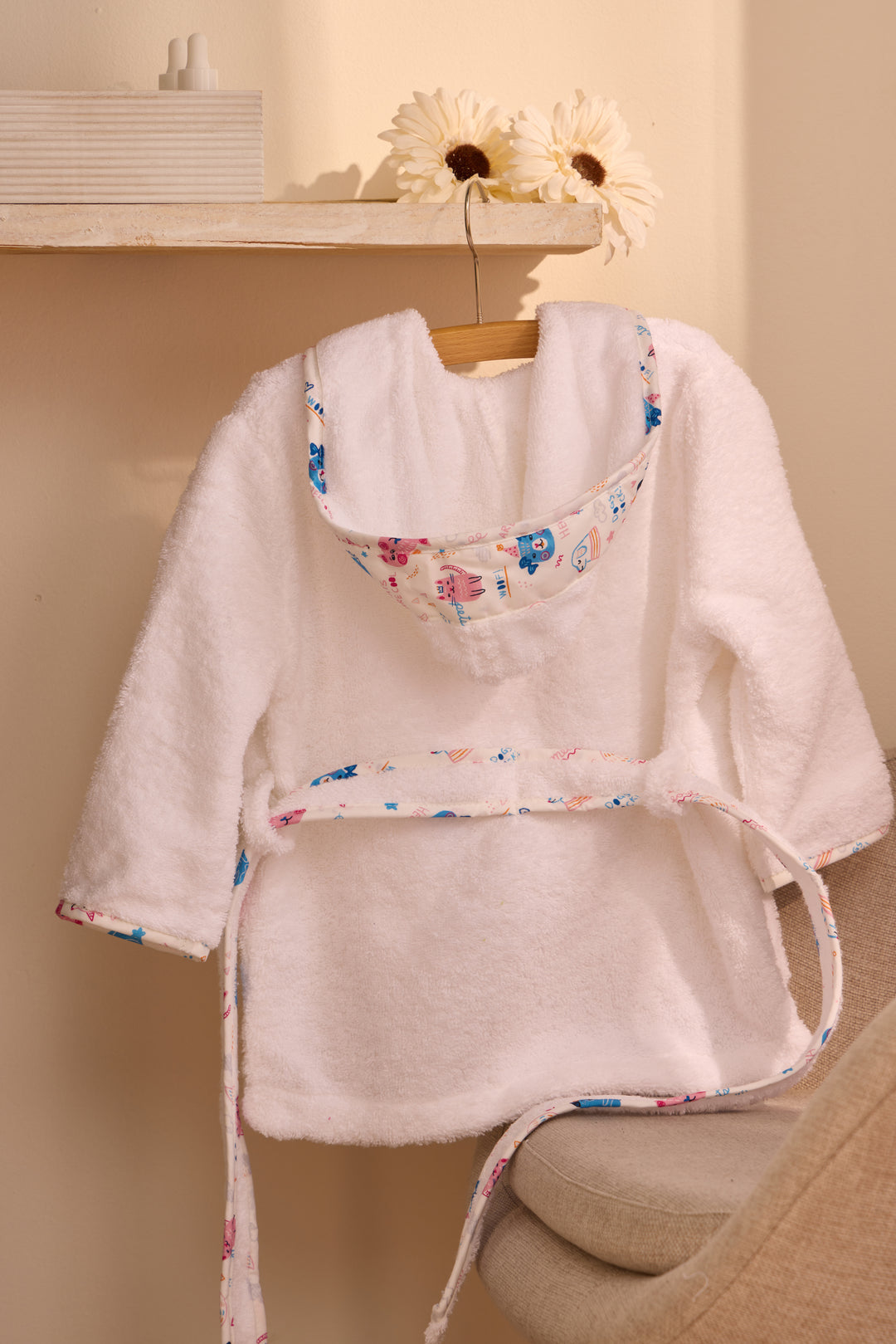 KIDS PETS - Albornoz Niños adolescentes Algodón: Niño, Infantil - 100% Algodón OEKO-TEX - 2 Bolsillos, Cinturón, Capucha, Albornoces Felpa muy suave con bordados para niños