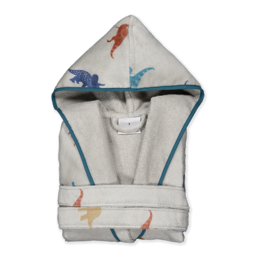 KIDS JURASIC - Albornoz Niños adolescentes Algodón: Niño, Infantil - 100% Algodón OEKO-TEX - 2 Bolsillos, Cinturón, Capucha, Albornoces Felpa muy suave con bordados para niños