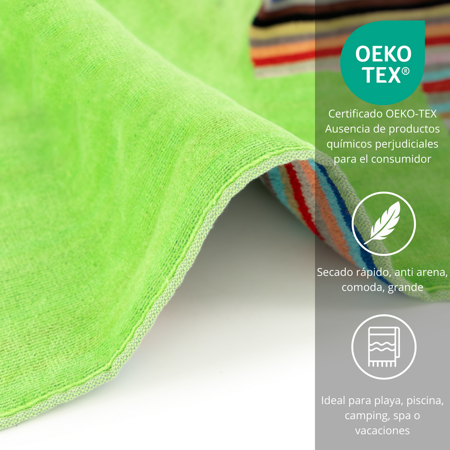 BOSKIMO Toalla de Playa Split 2 Grande 90x170 cm – 100 % Algodón Rizo de Alta Calidad – Suave, Absorbente y de Secado Rápido – Fabricada en Portugal – Estilo Premium en Colores Vivos – Ideal para Playa y Piscina