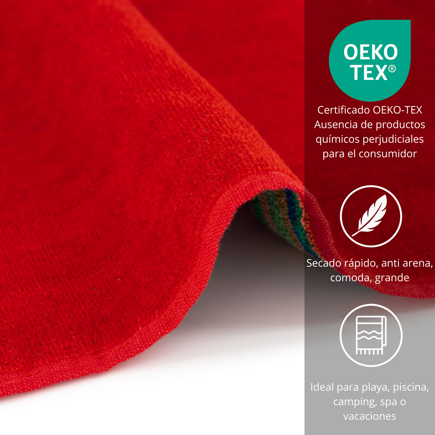 BOSKIMO Toalla de Playa Split 4 Grande 90x170 cm – 100 % Algodón Rizo de Alta Calidad – Suave, Absorbente y de Secado Rápido – Fabricada en Portugal – Estilo Premium en Colores Vivos – Ideal para Playa y Piscina