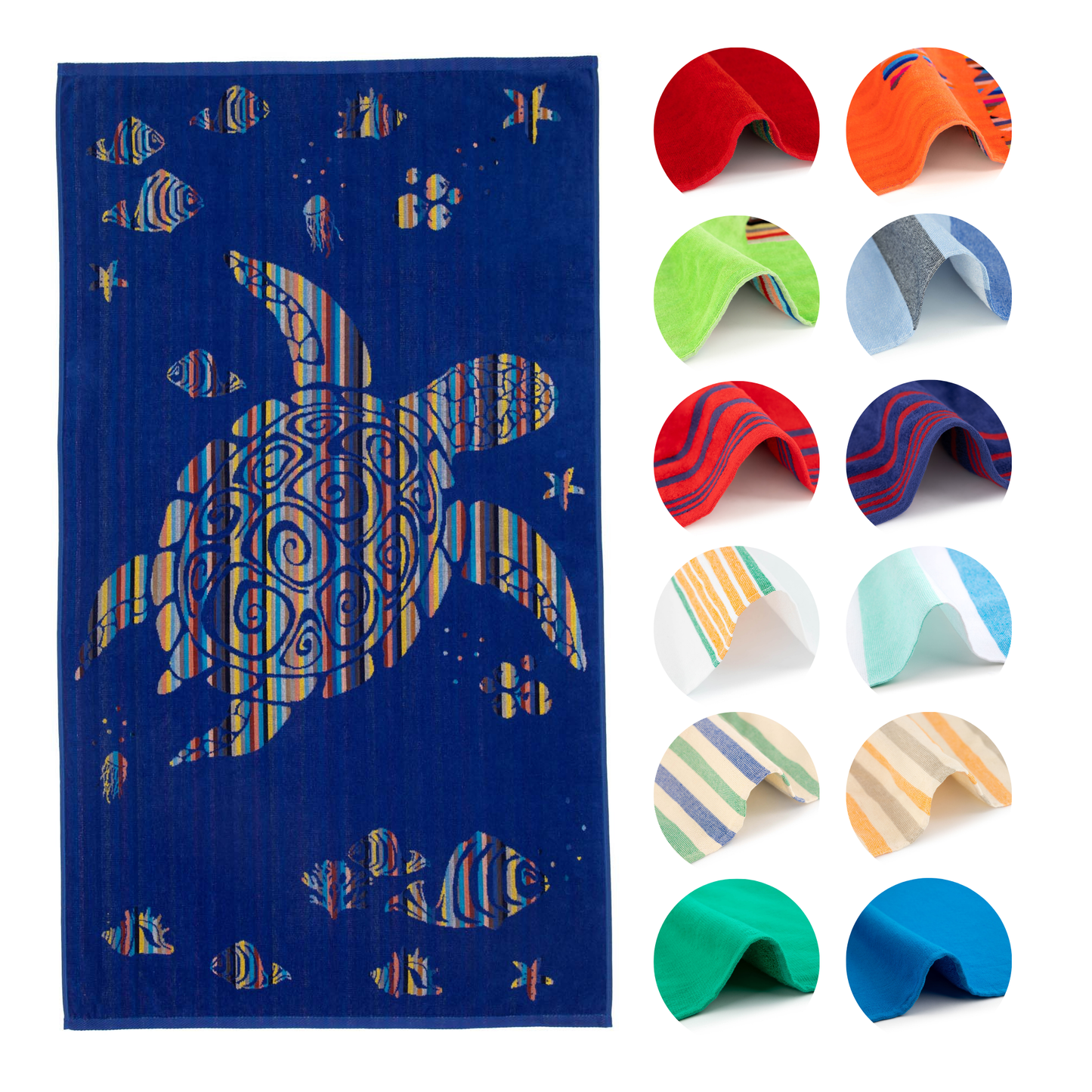 BOSKIMO Toalla de Playa Split 5 Grande 90x170 cm – 100 % Algodón Rizo de Alta Calidad – Suave, Absorbente y de Secado Rápido – Fabricada en Portugal – Estilo Premium en Colores Vivos – Ideal para Playa y Piscina