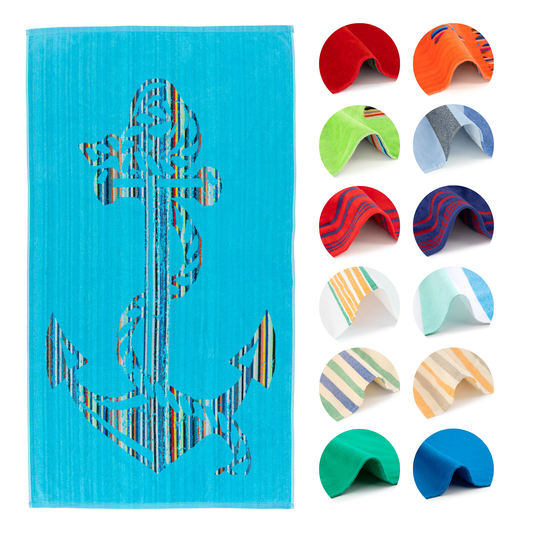 BOSKIMO Toalla de Playa Split 6 Grande 90x170 cm – 100 % Algodón Rizo de Alta Calidad – Suave, Absorbente y de Secado Rápido – Fabricada en Portugal – Estilo Premium en Colores Vivos – Ideal para Playa y Piscina