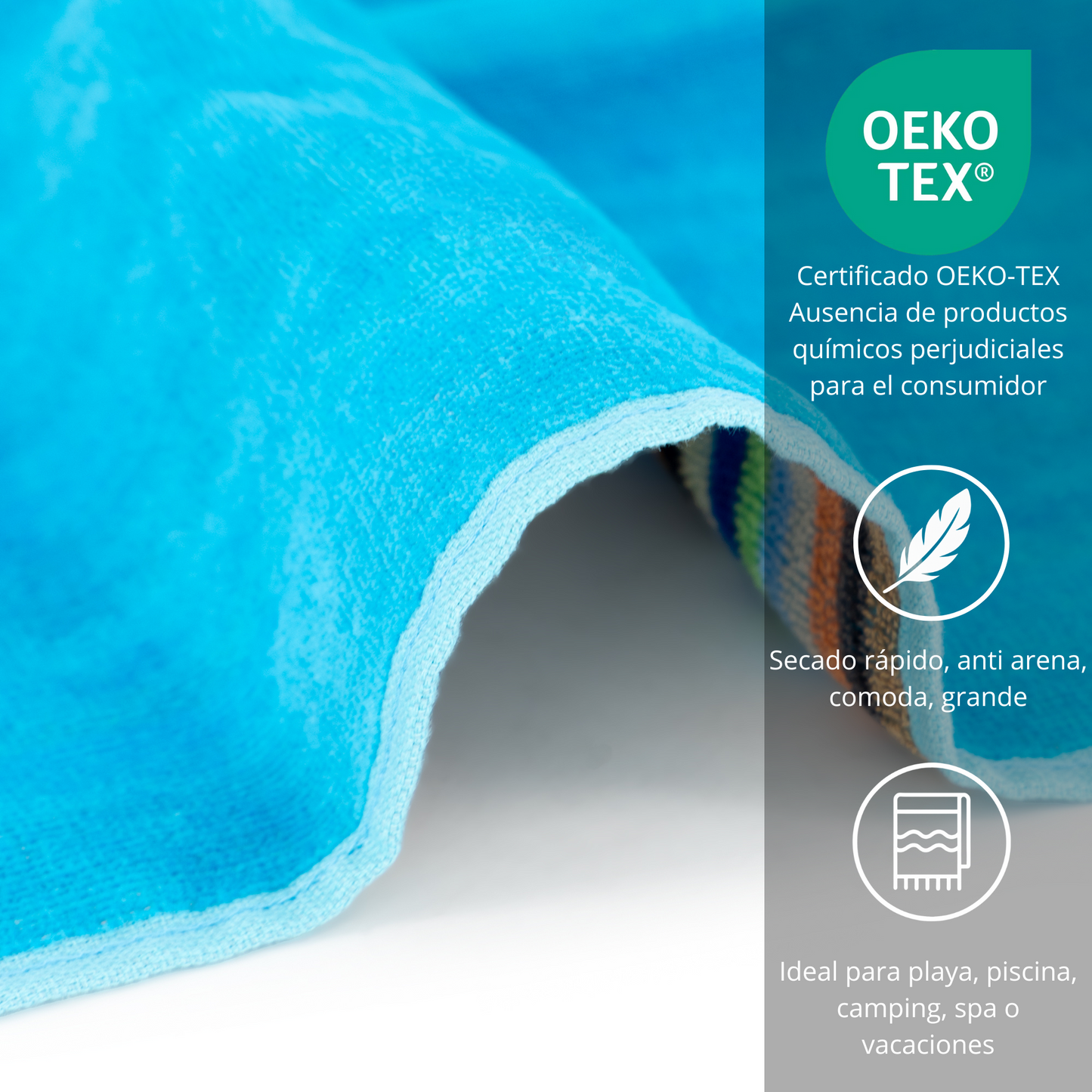 BOSKIMO Toalla de Playa Split 6 Grande 90x170 cm – 100 % Algodón Rizo de Alta Calidad – Suave, Absorbente y de Secado Rápido – Fabricada en Portugal – Estilo Premium en Colores Vivos – Ideal para Playa y Piscina
