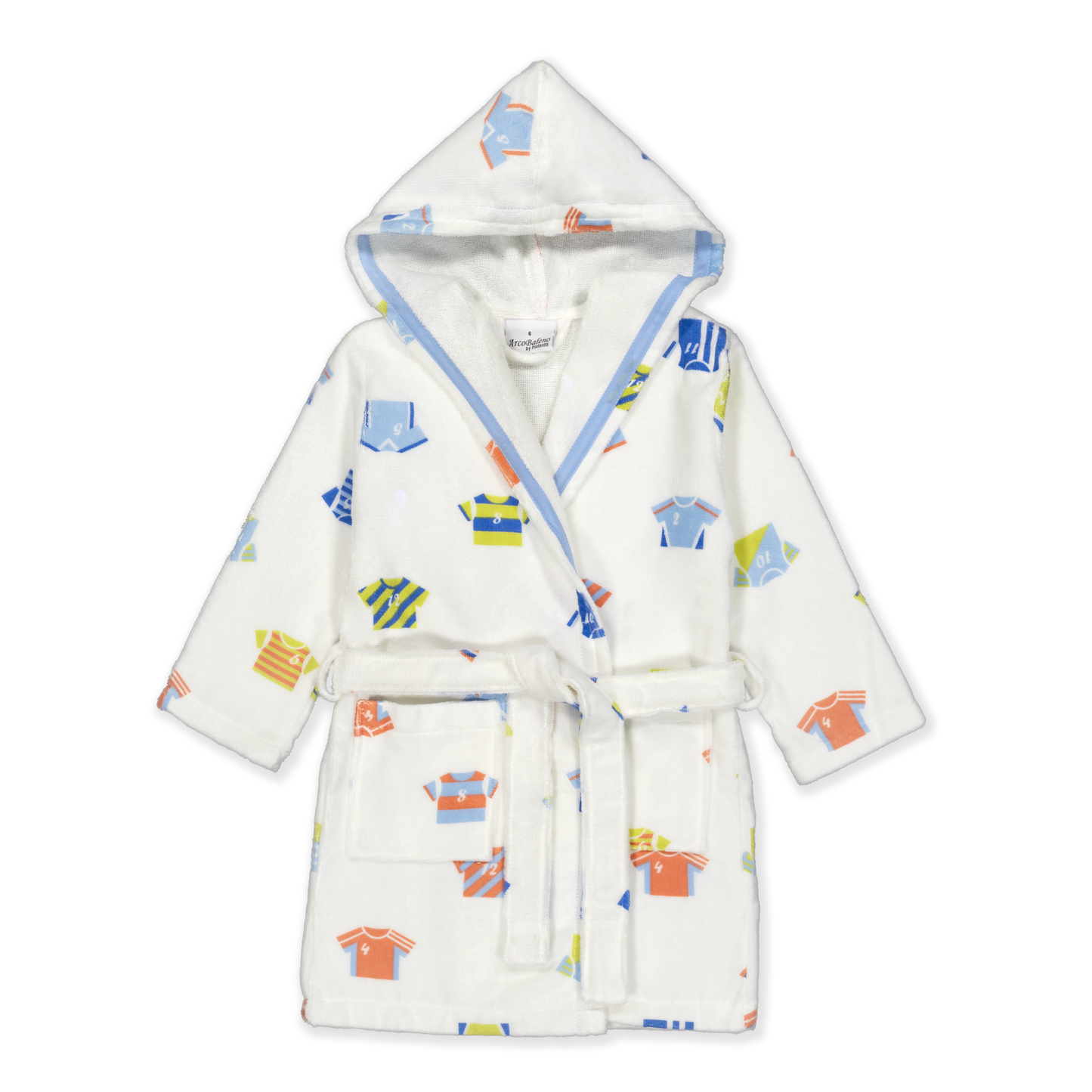 KIDS TEAM - Albornoz Niños adolescentes Algodón: Niño, Infantil - 100% Algodón OEKO-TEX - 2 Bolsillos, Cinturón, Capucha, Albornoces Felpa muy suave con bordados para niños