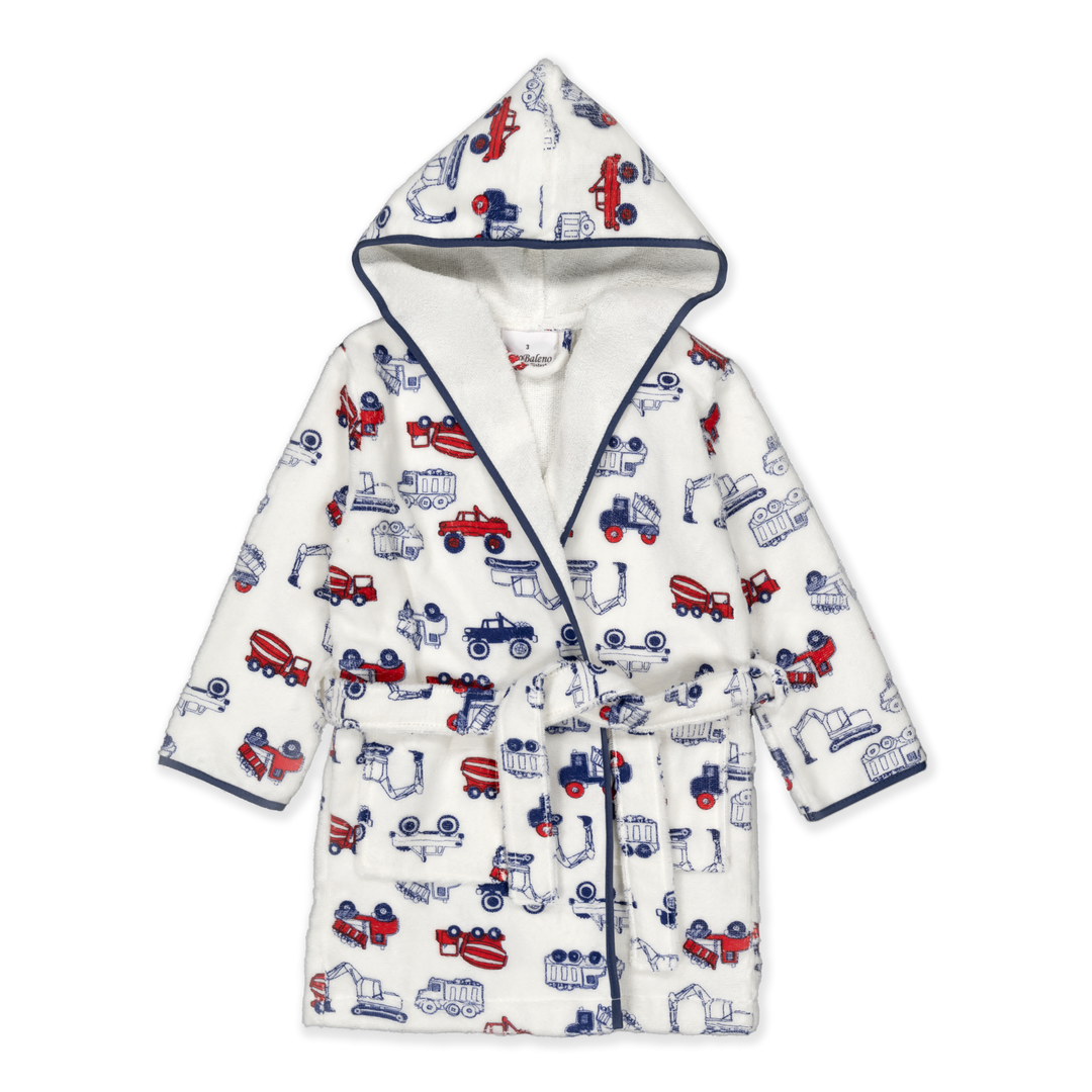 KIDS TRUCK - Albornoz Niños adolescentes Algodón: Niño, Infantil - 100% Algodón OEKO-TEX - 2 Bolsillos, Cinturón, Capucha, Albornoces Felpa muy suave con bordados para niños