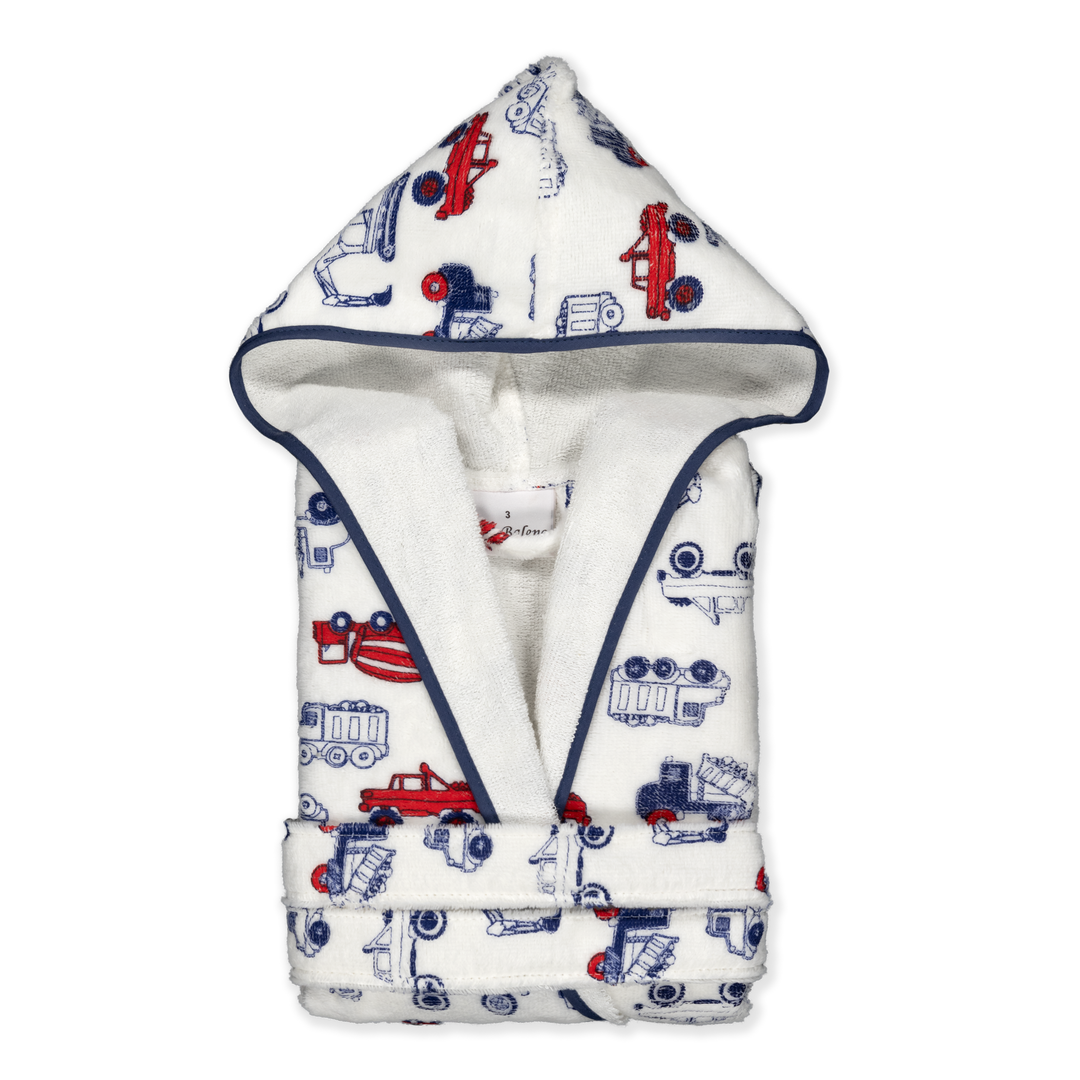 KIDS TRUCK - Albornoz Niños adolescentes Algodón: Niño, Infantil - 100% Algodón OEKO-TEX - 2 Bolsillos, Cinturón, Capucha, Albornoces Felpa muy suave con bordados para niños