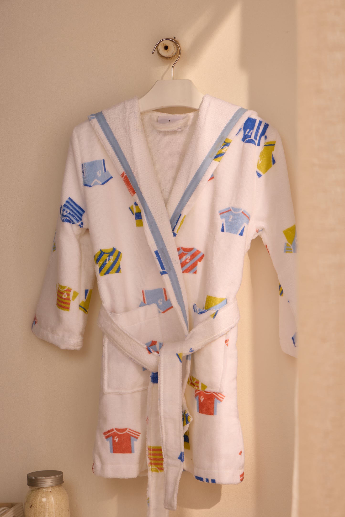 KIDS TEAM - Albornoz Niños adolescentes Algodón: Niño, Infantil - 100% Algodón OEKO-TEX - 2 Bolsillos, Cinturón, Capucha, Albornoces Felpa muy suave con bordados para niños