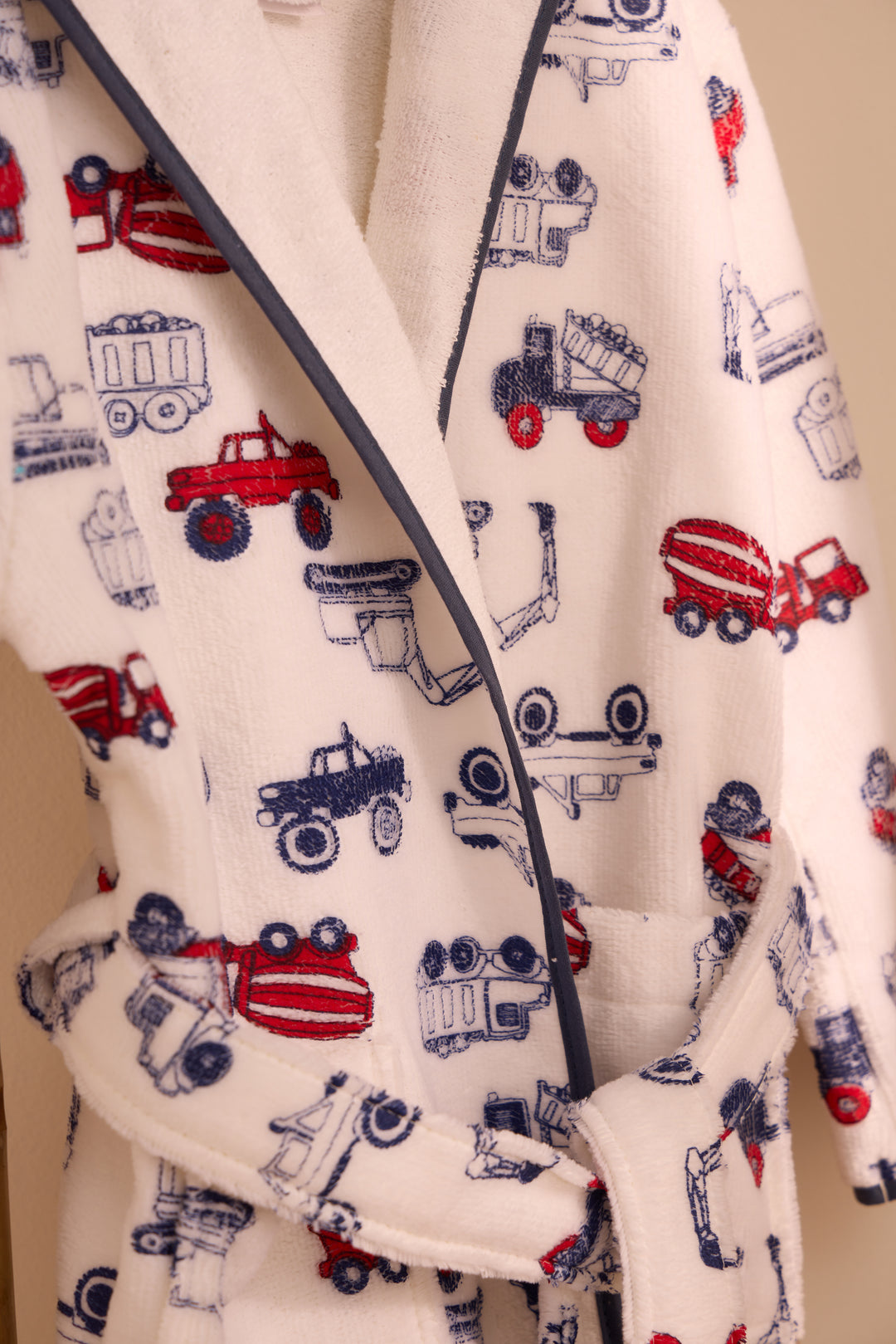 KIDS TRUCK - Albornoz Niños adolescentes Algodón: Niño, Infantil - 100% Algodón OEKO-TEX - 2 Bolsillos, Cinturón, Capucha, Albornoces Felpa muy suave con bordados para niños