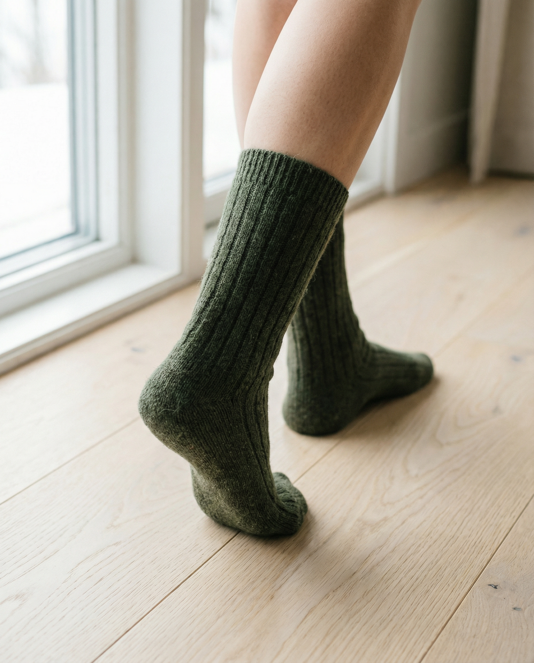 Calcetines BOSKIMO de Lana Merino y Cashmere – Verde | Calcetín Térmico Suave y Transpirable